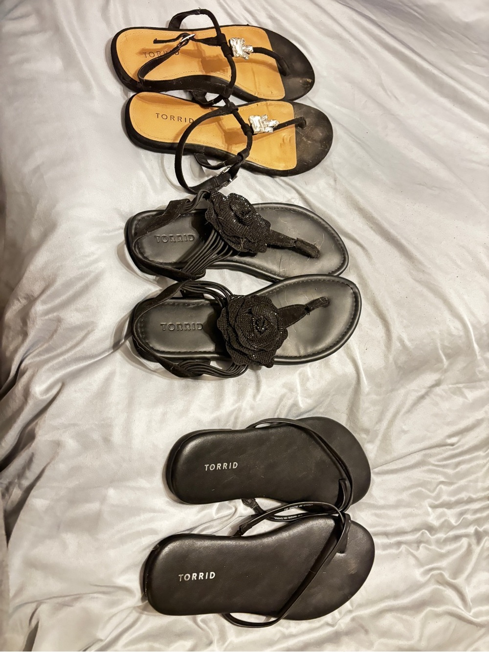 Torrid Black Sandals Lot Size 7WW Extra Wide – 3 Pairs